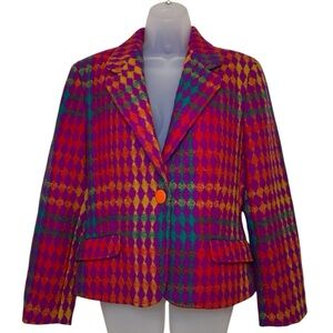 Vintage Genny Wool/Mohair Brightly Colored Blazer Loro Piana Wool Italy Size 10
